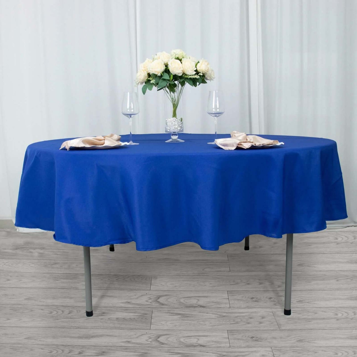 Premium Polyester 90" Round Tablecloth Royal Blue - Stain and Wrinkle-Resistant Design with 220GSM Thickness Table Cover