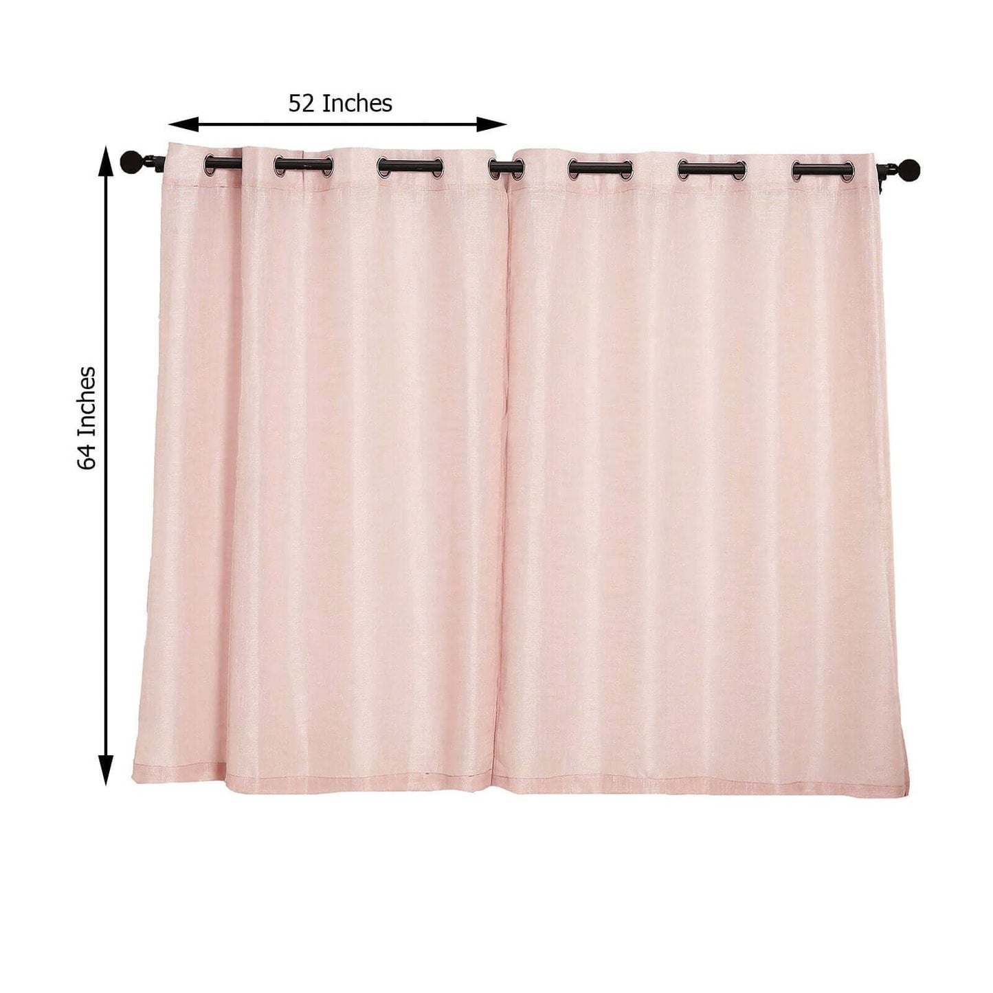 2 Pack Handmade Blush Faux Linen Curtains 52"x64", Curtain Panels With Chrome Grommets -
