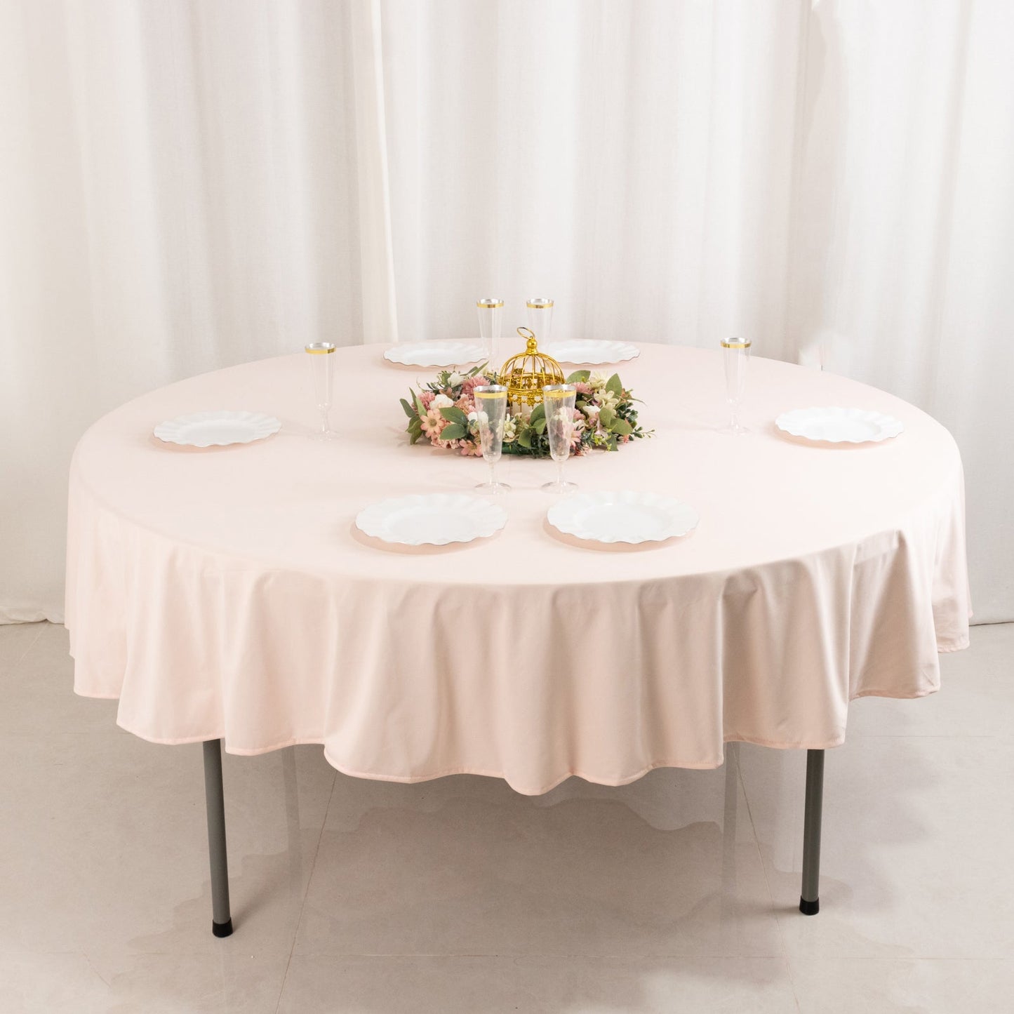 Scuba Round 90" Tablecloth Blush - Wrinkle Free & Stain Resistant Table Cover