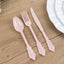 72 Pcs Plastic Silverware Set in Baroque Style Blush - Heavy Duty Disposable Knife, Fork, and Spoon Set