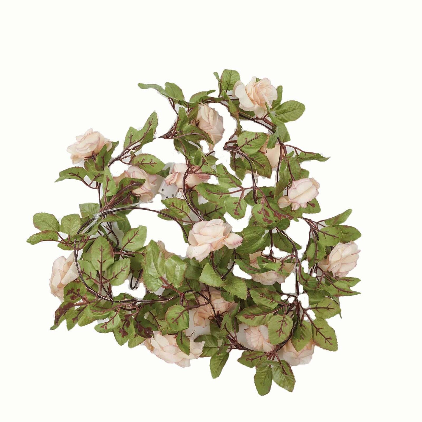 7ft 20 LED Blush Silk Rose Flower Garland Vine String Lights, Warm White Battery Operated