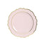 10-Pack Economy Plastic Round Charger Plates 13" in Blush with Gold Scalloped Rim, Decorative Dinner Party Serving Plates