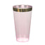 12-Pack Plastic Party Cups Transparent Blush with Gold Rim - Durable Disposable Tumblers for Drinks 17oz 5.5"