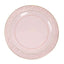 10-Pack Plastic 10" Round Dinner Plates in Blush Hammered Design with Gold Rim - Disposable Party Plates for Chic Banquets & Special Occasions