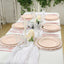 25-Pack Paper 10" Round Dinner Plates in Blush Sunray Design with Gold Rim - Disposable Heavy Duty 350GSM Party Plates