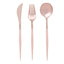 24-Pack Plastic Flatware Set in Rose Gold with Blush Handle - Heavy Duty Disposable Modern Silverware 8"