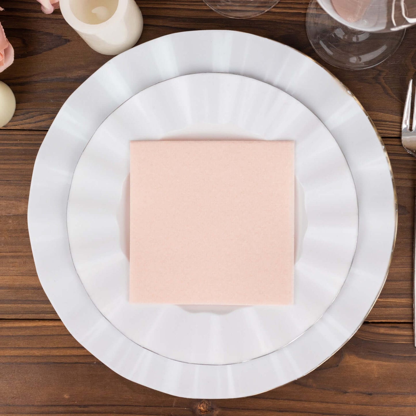 20 Pack Linen-Like Paper 5"x5" Napkins Blush - Highly Absorbent Airlaid Napkins