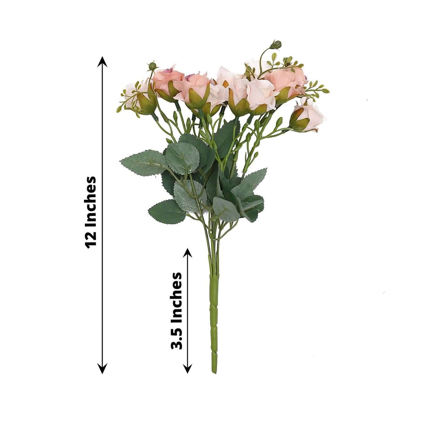 2 Pack 12" Blush Artificial Open Rose Flower Arrangements, Small Faux Floral Bouquets
