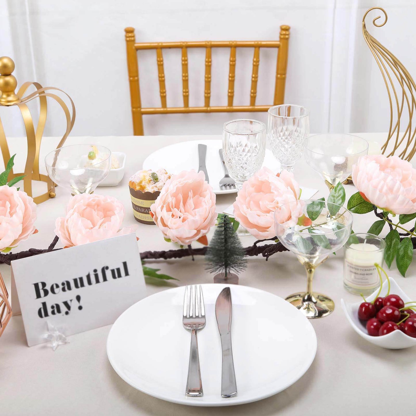 6ft Blush Artificial Silk Peony Hanging Flower Garland, Faux Vine