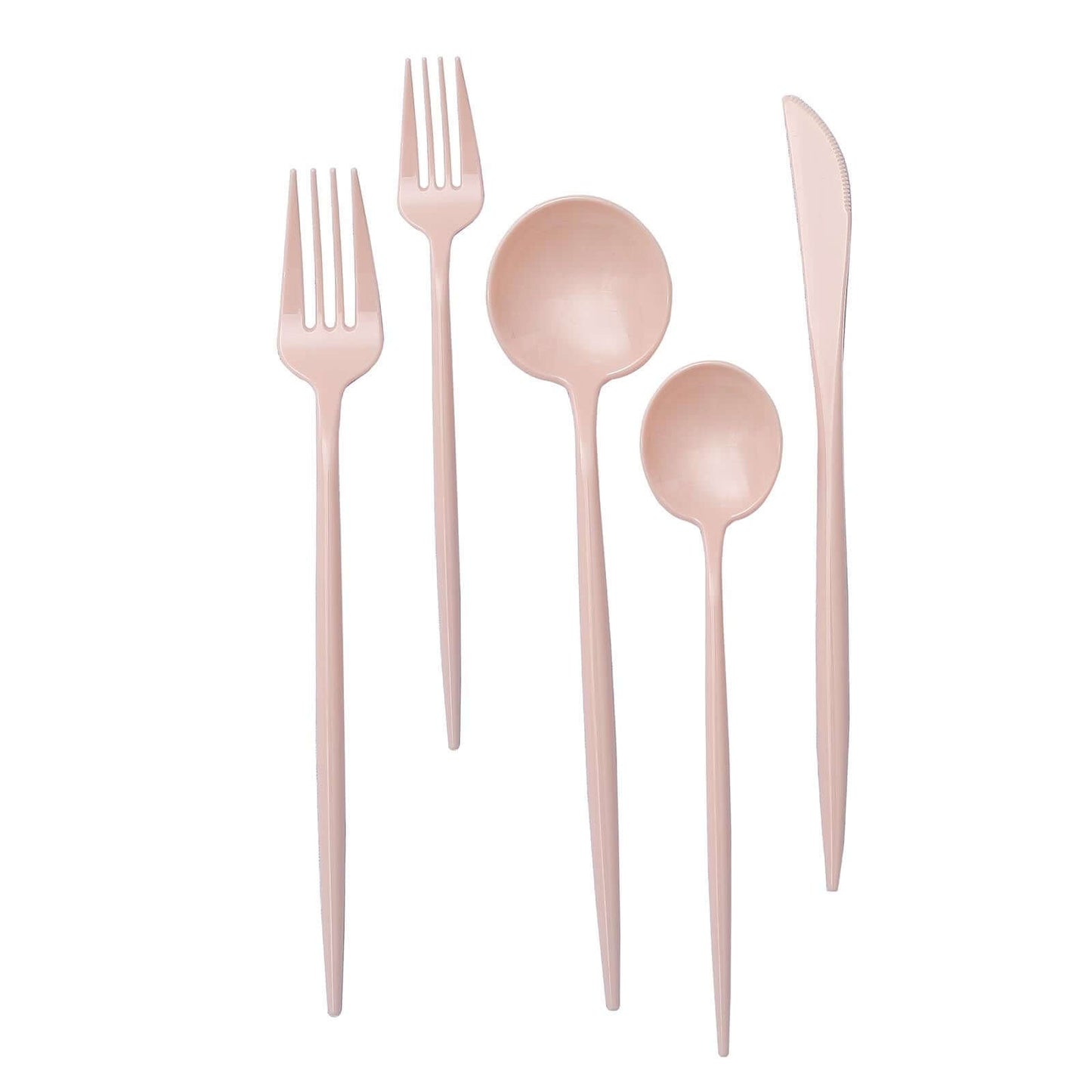50-Pack Plastic Utensil Set Blush Pink - Premium Disposable Heavy Duty Sleek Flatware