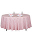 Polyester 108" Round Tablecloth White/Rose Quartz - Checkered Buffalo Plaid Design for Stylish Celebrations