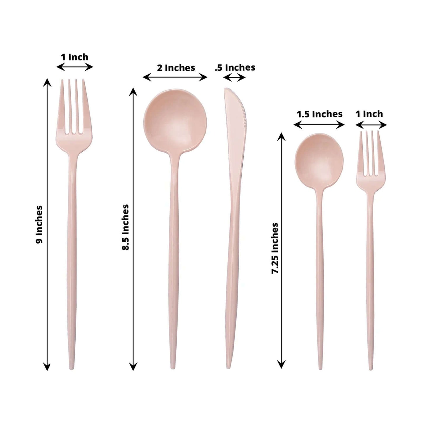 50-Pack Plastic Utensil Set Blush Pink - Premium Disposable Heavy Duty Sleek Flatware