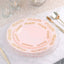 10-Pack Plastic 10" Round Dinner Plates in Blush with Gold Embossed Scalloped Edge - Chic Disposable Party Plates for Special Occasions & Banquets