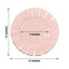 10-Pack Plastic 11" Round Dinner Plates in Blush Ruffled Rim with Gold Edging - Sturdy Disposable Dinnerware