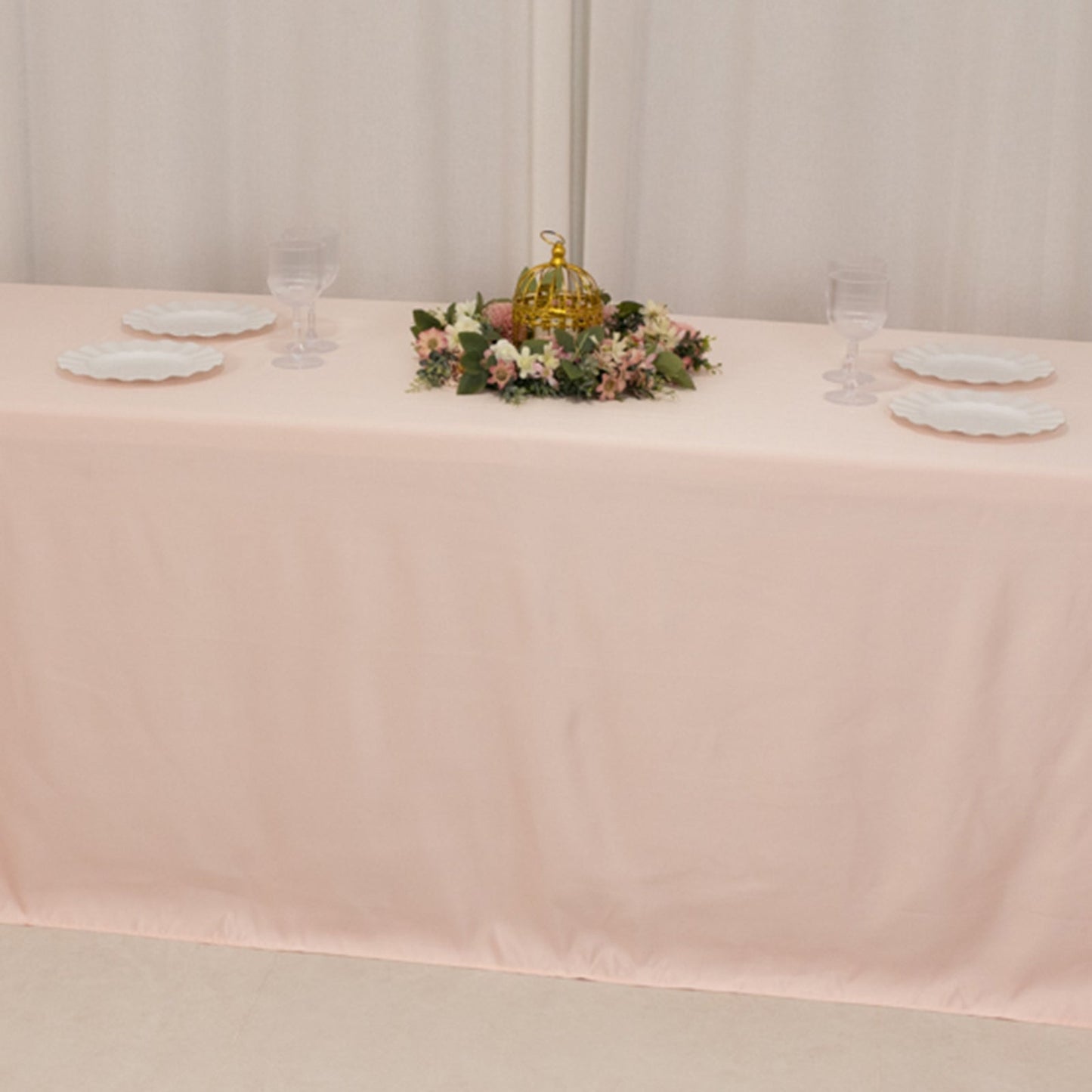 Lamour Satin 90"x156" Rectangle Tablecloth Blush - Luxurious, Soft Seamless Table Cover