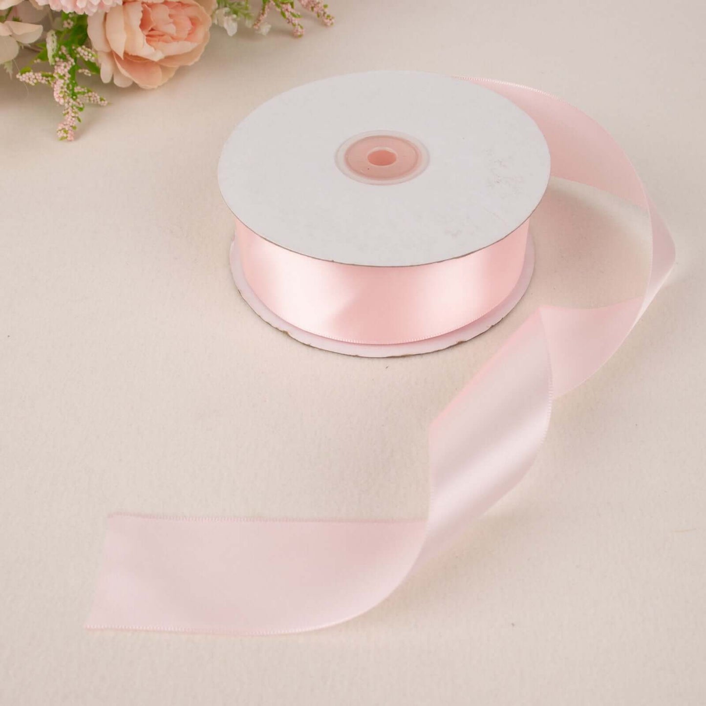 50 Yards 1.5" Blush Single Face Decorative Satin Ribbon