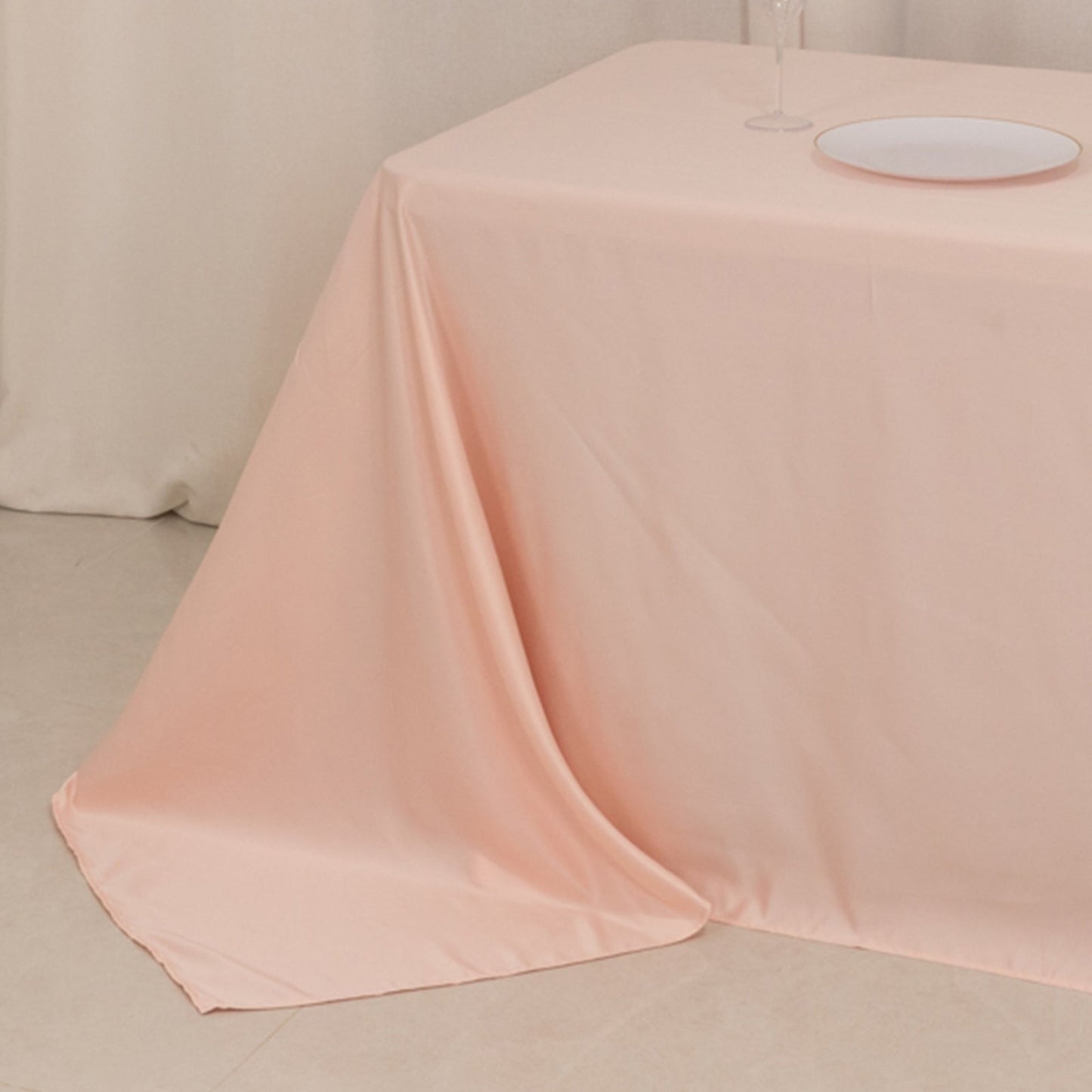 Lamour Satin 90"x156" Rectangle Tablecloth Blush - Luxurious, Soft Seamless Table Cover