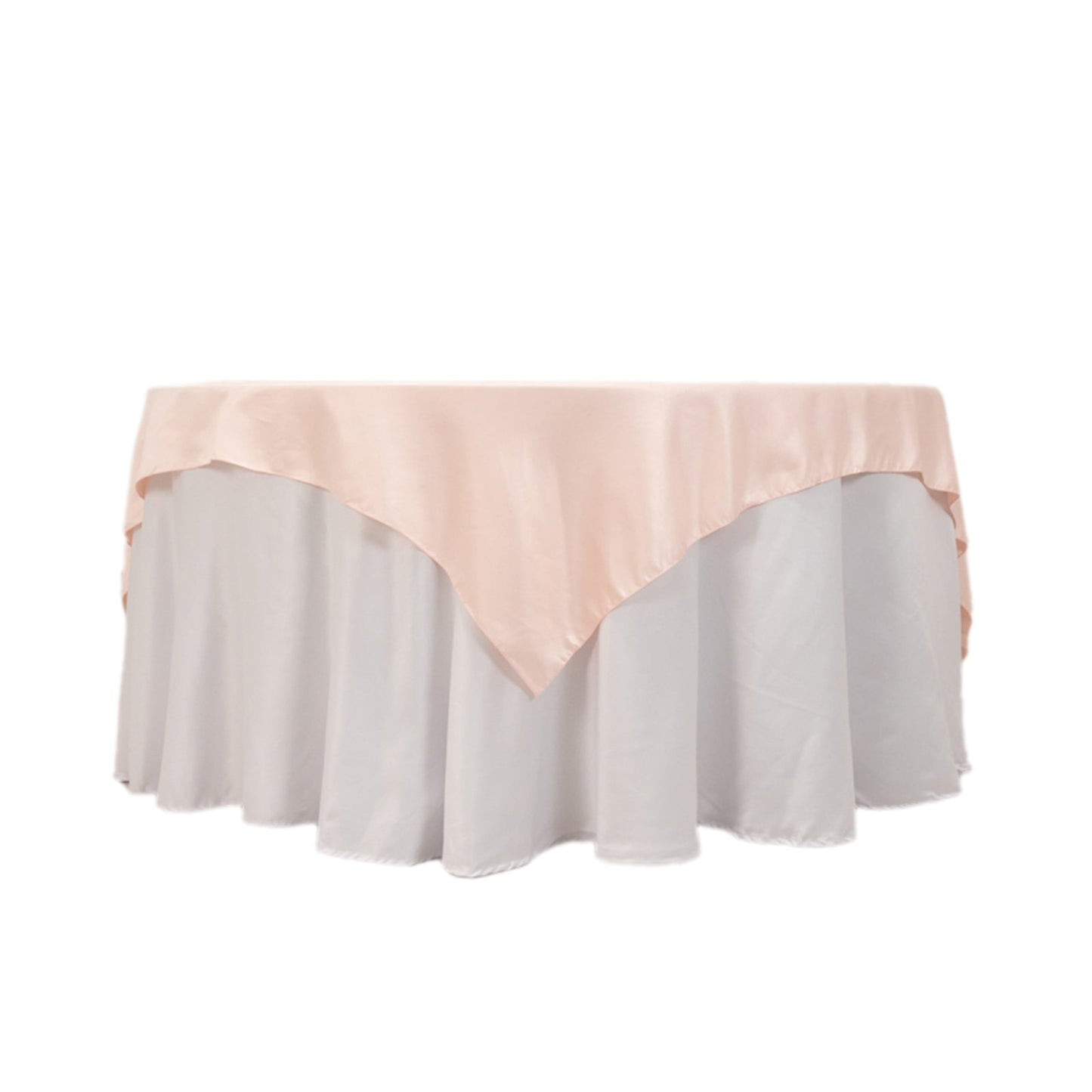 Lamour Satin 72"x72" Table Overlay Square Tablecloth Blush - Smooth Finish Table Topper