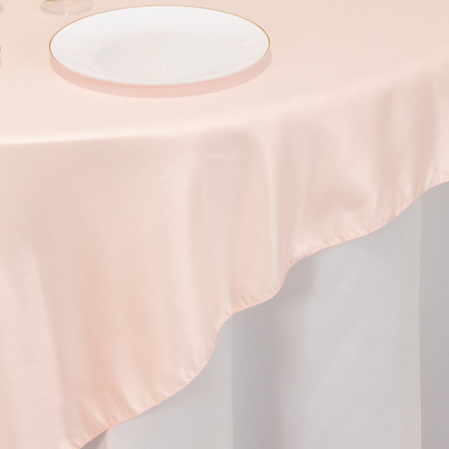 Lamour Satin 72"x72" Table Overlay Square Tablecloth Blush - Smooth Finish Table Topper