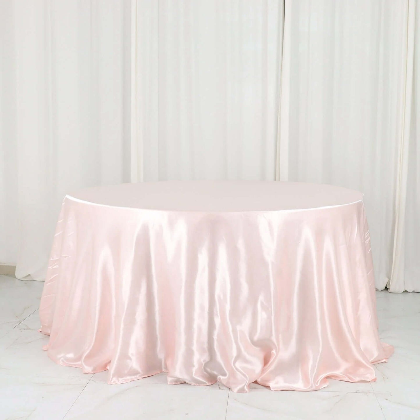 Satin 132" Round Tablecloth Blush - Stylish Seamless Table Cover