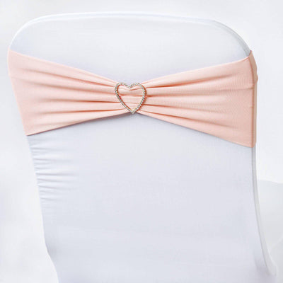 5 Pack Stretch Spandex Chair Sashes Blush - Fitted Finish Two Ply Heavy Duty Chair Bands 5"x12"