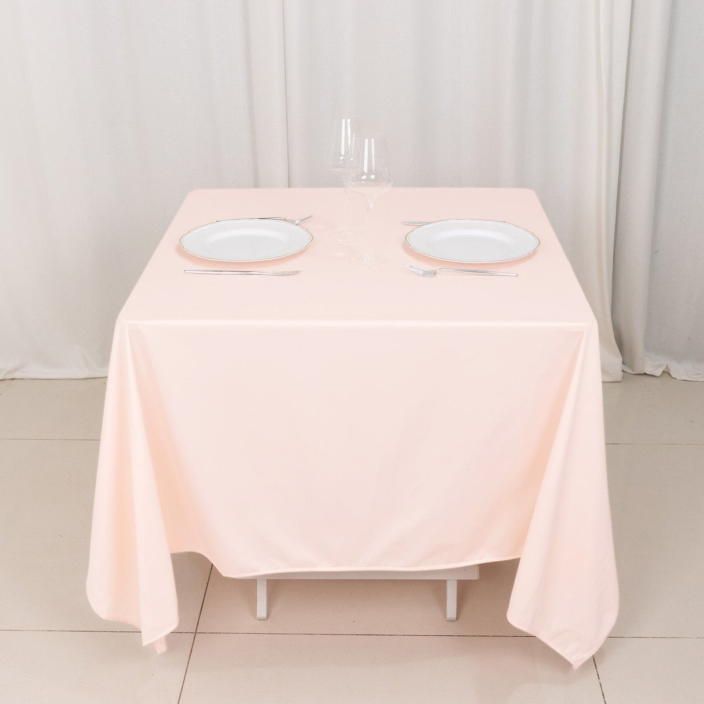 Scuba Square 70"x70" Tablecloth Blush - Wrinkle Free & Stain Resistant Table Cover
