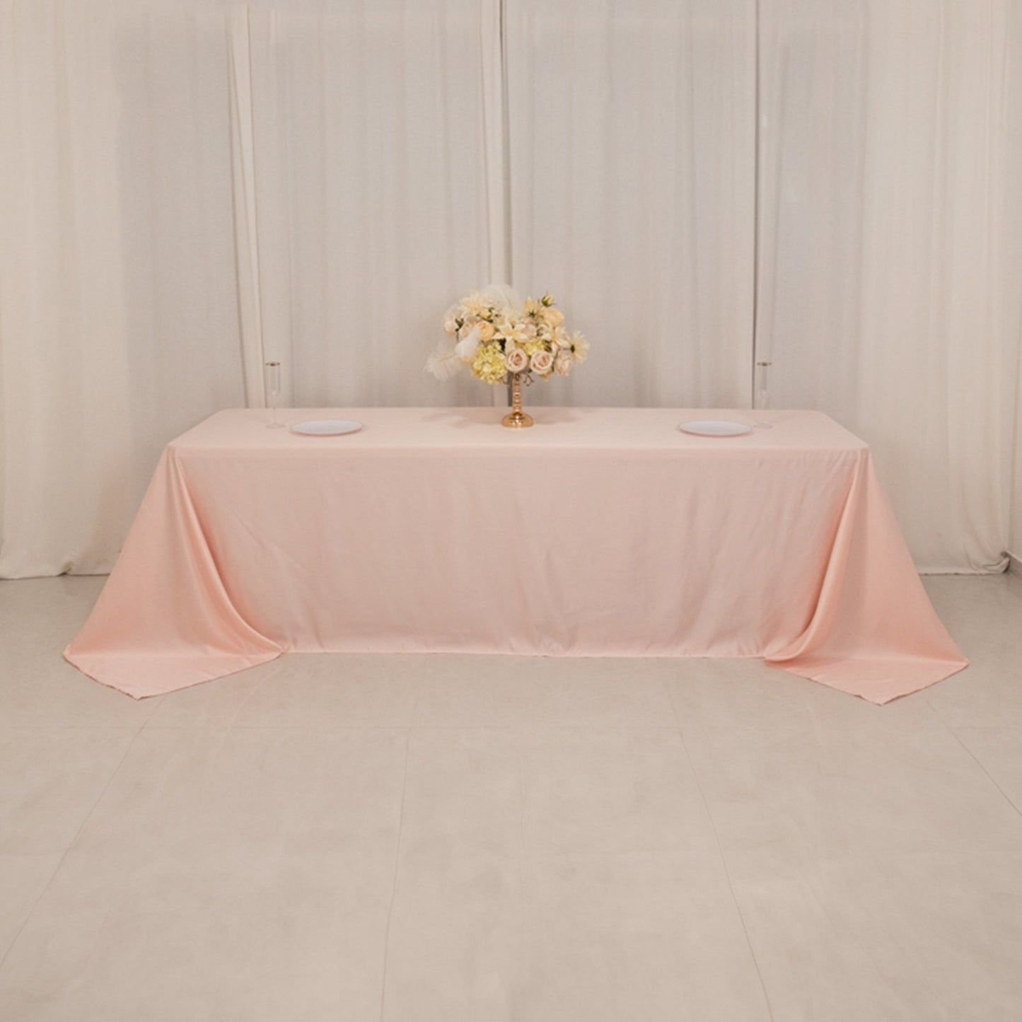 Lamour Satin 90"x156" Rectangle Tablecloth Blush - Luxurious, Soft Seamless Table Cover
