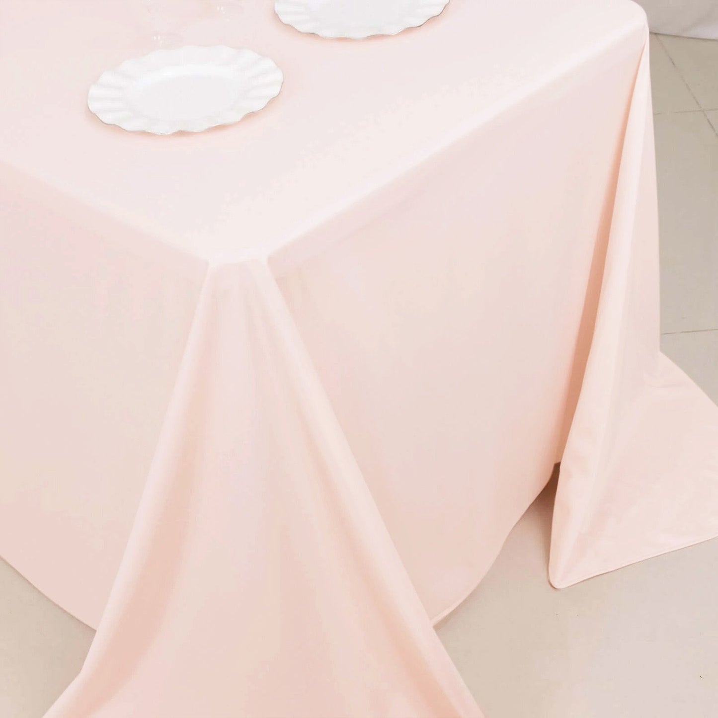 Scuba Rectangular 90"x132" Tablecloth Blush - Wrinkle Free, Stain Resistant & Seamless Table Cover