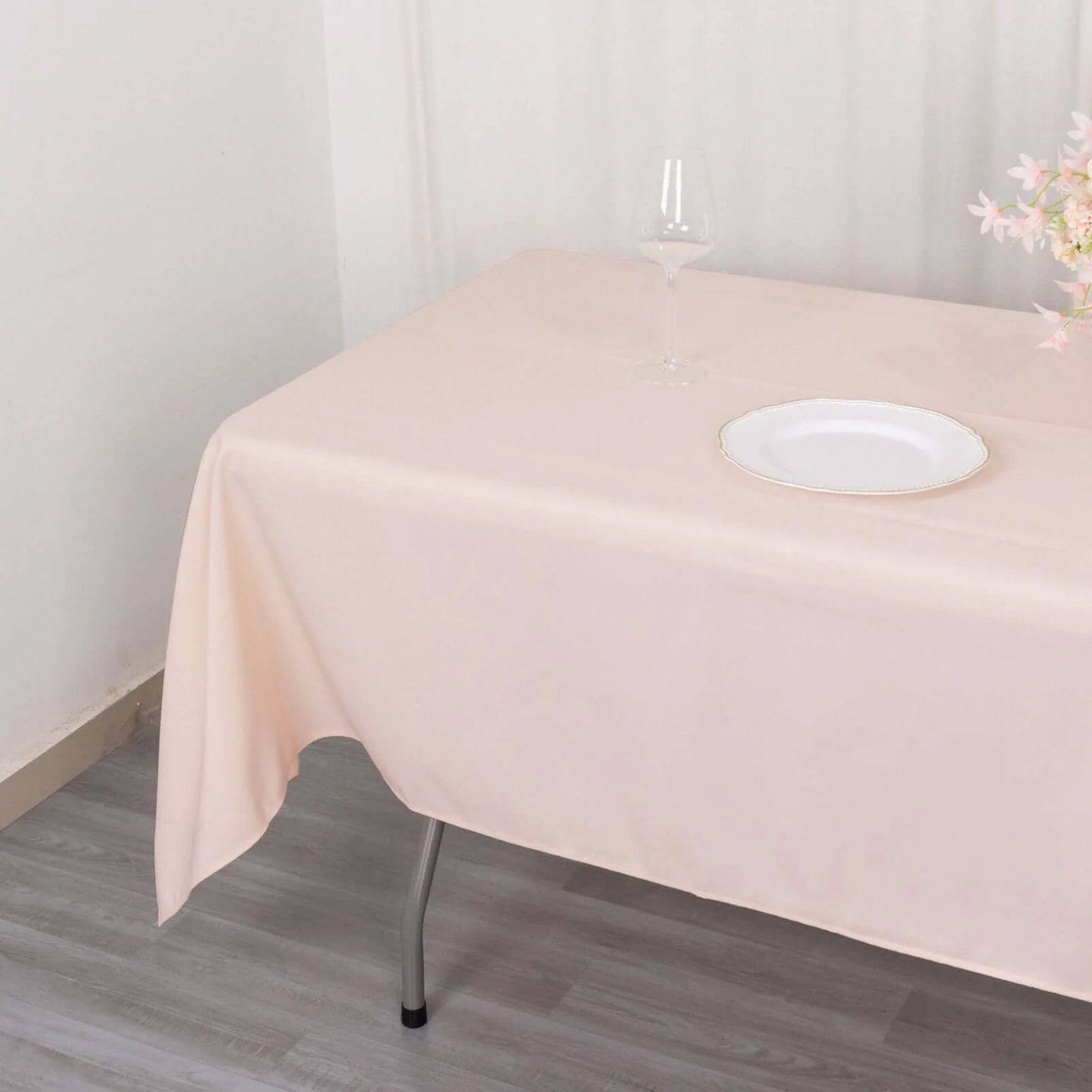 Premium Polyester 60"x102" Rectangle Tablecloth Blush - Durable 220GSM Wrinkle-Resistant Table Cover
