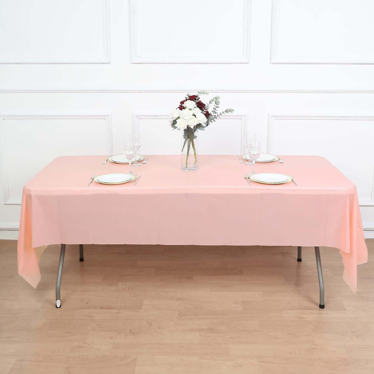 5-Pack Plastic Table Covers Blush Rectangle - Reliable PVC Disposable Covers for Gatherings 54"x108"