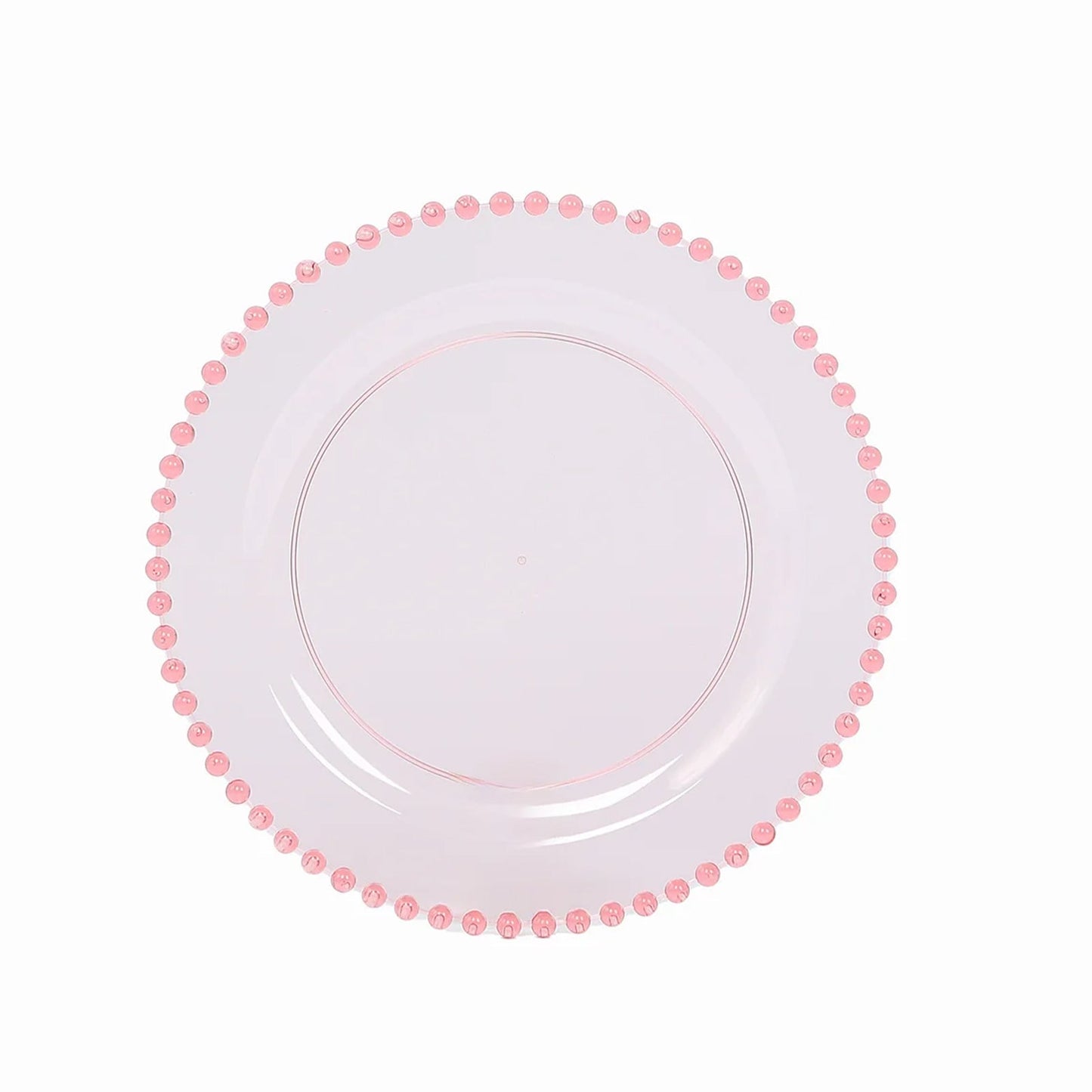 10-Pack Transparent Blush Plastic Dessert Plates â€“ 8" Round with Beaded Rim, Disposable for Parties & Events