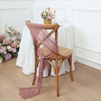5 Pack Cheesecloth Gauze 16"x88" Chair Sashes Dusty Rose - Stylish Boho Decor for Weddings & Gatherings