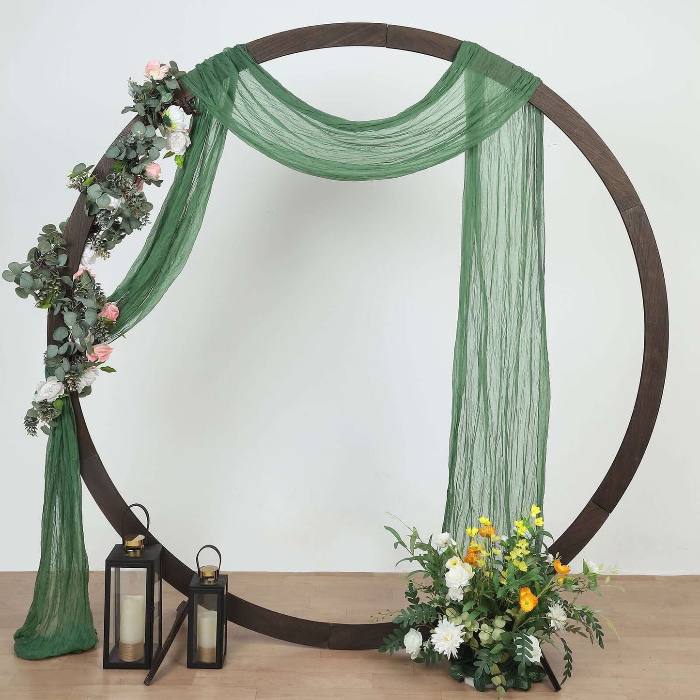 20ft Olive Green Gauze Cheesecloth Fabric Wedding Arch Drapery, Window Scarf Valance, Boho Decor Arbor Curtain Panel