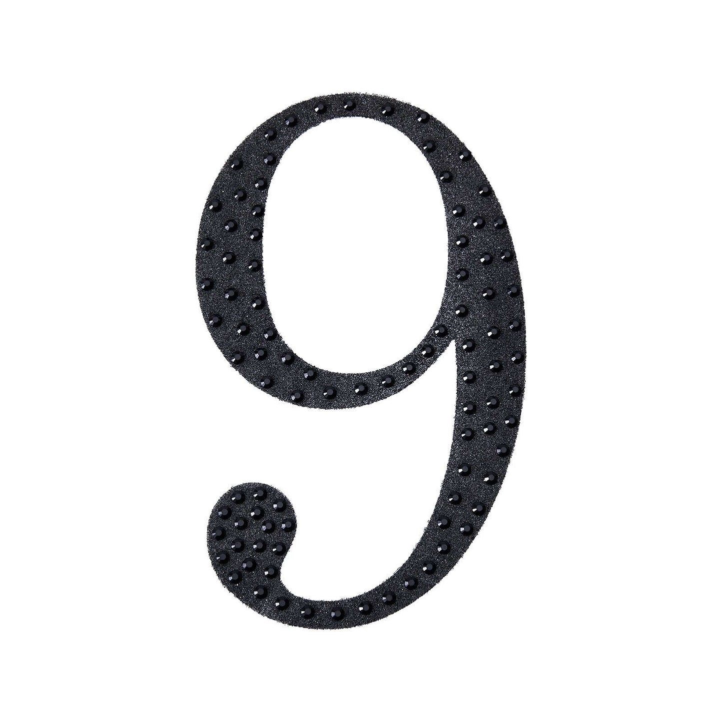 Decorative Rhinestone Number "9" Stickers, Glitter Adhesive Craft Numbers Black DIY Sparkle Embellishments 6"