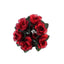 4 Pack 3" Black Red Artificial Silk Rose Flower Candle Ring Wreaths