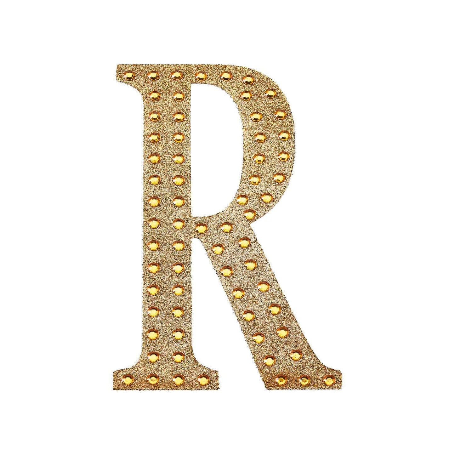 Decorative Rhinestone Alphabet "R" Letter Stickers, Glitter Adhesive Craft Letters Gold DIY Sparkle Embellishments 8"
