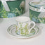 Greenery Theme Bridal Shower Gift Set, Set of 2 Porcelain Espresso Cups and Saucers with Matching Keepsake Box