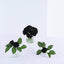 24 Roses 2" Black Artificial Foam Flowers With Stem Wire and Leaves