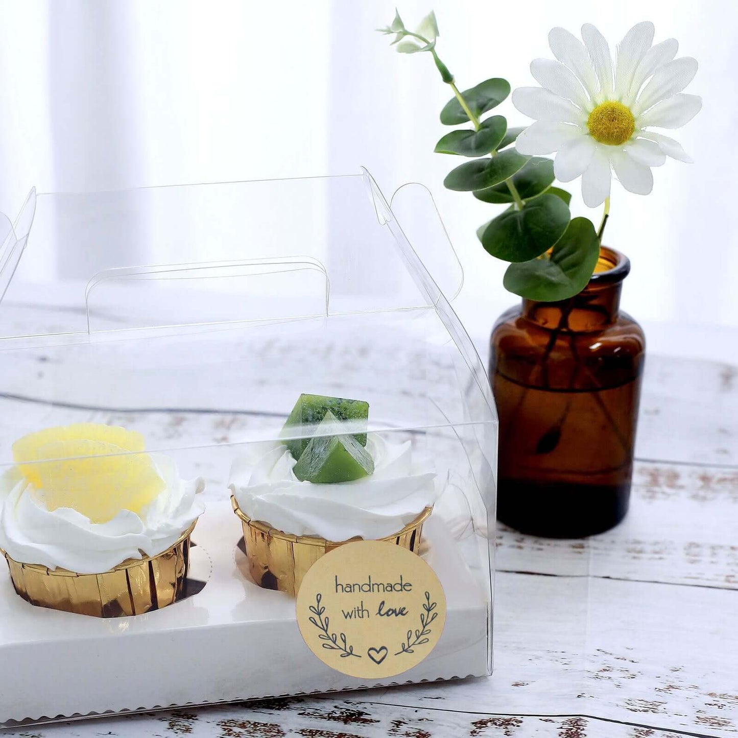 500Pcs 1.5â€ Handmade with Love Olive Branch Stickers Roll, Cookie and Bakery Box Labels - Round