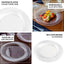 10-Pack Plastic Dessert Plates White/Silver Swirl Rim - Disposable Plates for Appetizers 6"