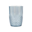 6-Pack Plastic Short Tumblers Dusty Blue Transparent Crystal Cut Style - Reusable All-Purpose Glasses 16oz