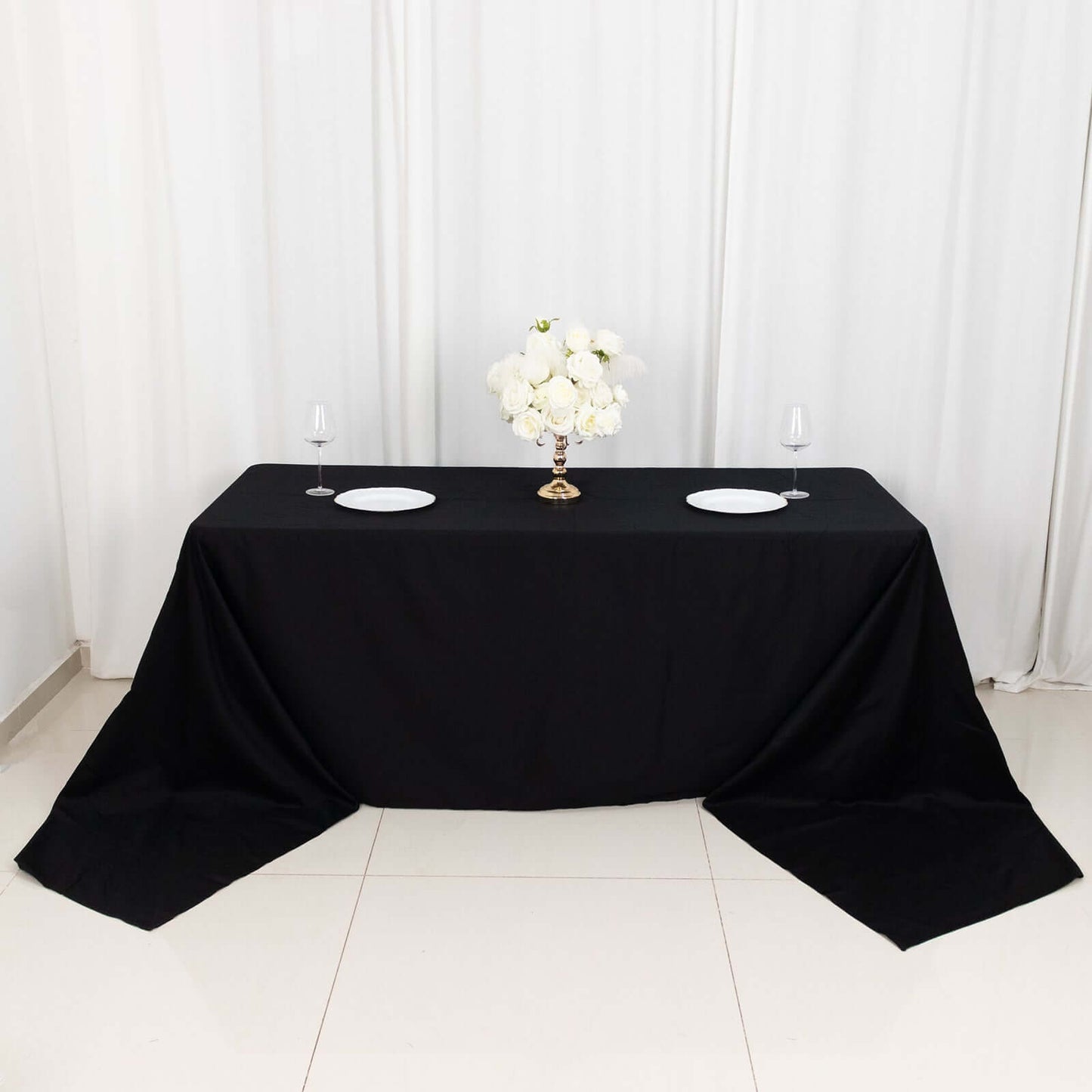 100% Cotton 90"x156" Rectangle Tablecloth Black Linen - Seamless, Soft & Breathable Table Cover