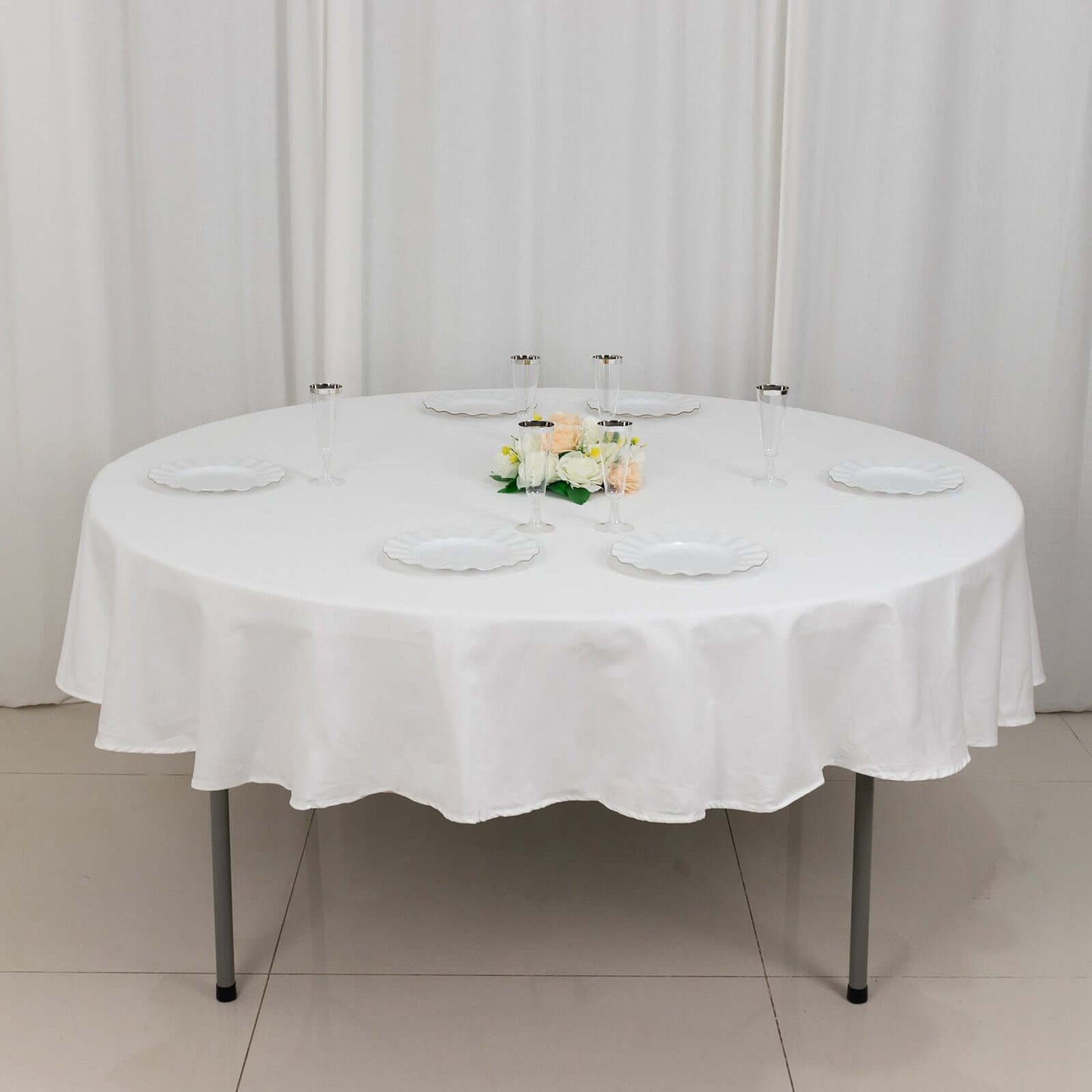 100% Cotton 90" Round Tablecloth White Linen - Sophisticated, Soft & Breathable Table Cover