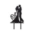 Acrylic Cake Toppers Black Silhouette Design Mr and Mrs - Wedding Cake Decoration Set 7"