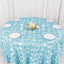 Satin 120" Round Tablecloth Light Blue - Grandiose 3D Rosette with Seamless Finish Table Cover