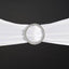 5 Pack Stretch Spandex Chair Sashes White - Classy Reusable Chair Bands with Silver Diamond Ring Slide Buckle 5"x14"