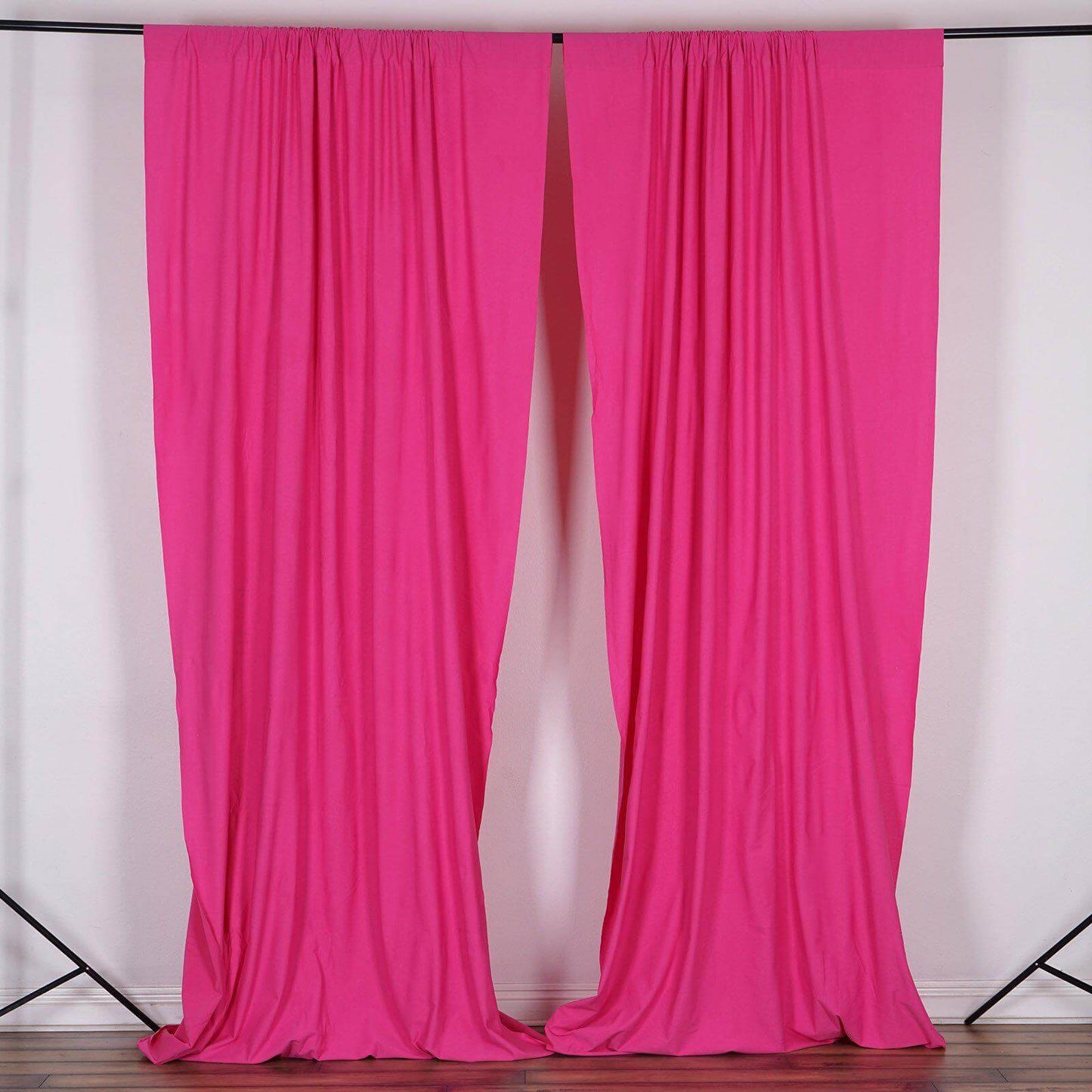 2 Pack Fuchsia Scuba Polyester Event Curtain Drapes, Durable Flame Resistant Backdrop Event Panels Wrinkle Free with Rod Pockets - 10ftx10ft