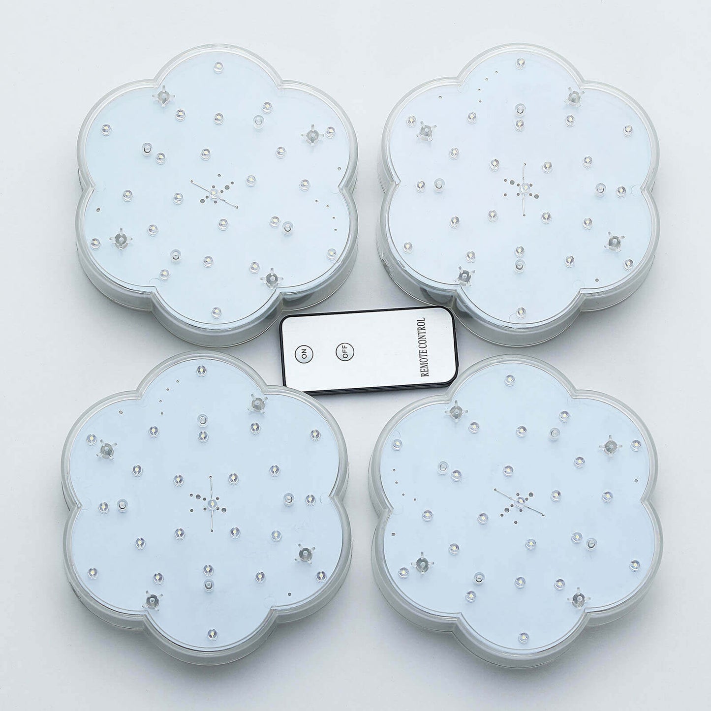4-Pack LED Disc Lights Flower Shaped Design White - 23 LEDs with Remote DIY Lighting 6"