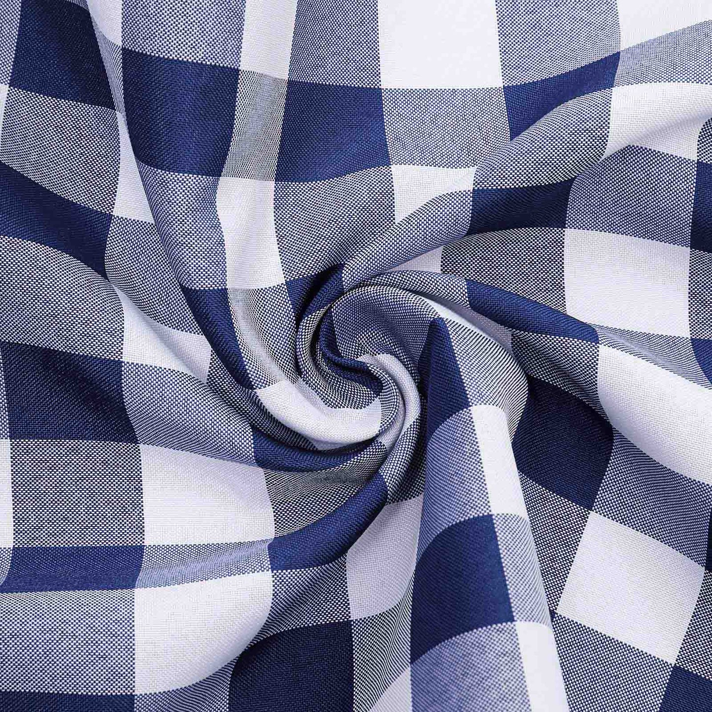 5 Pack Polyester 15"x15" Napkins Navy Blue/White Buffalo Plaid Gingham Style Cloth Napkins