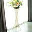 48" Tall Gold Metal Wire Hourglass Flower Frame Stand, Open Frame Reversible Trumpet Centerpiece Stand